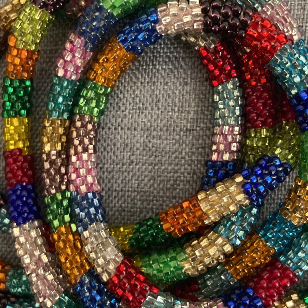 Vintage Colorful Artisan Peyote Glass Long Beaded Necklace